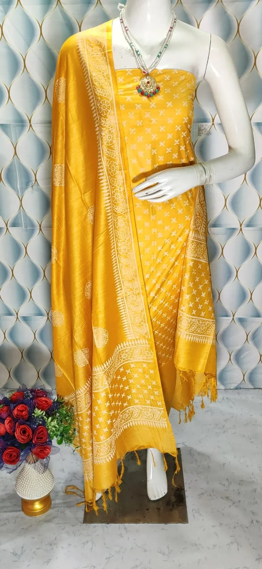 Block Printed Katan Silk Full Suit Salwar 
